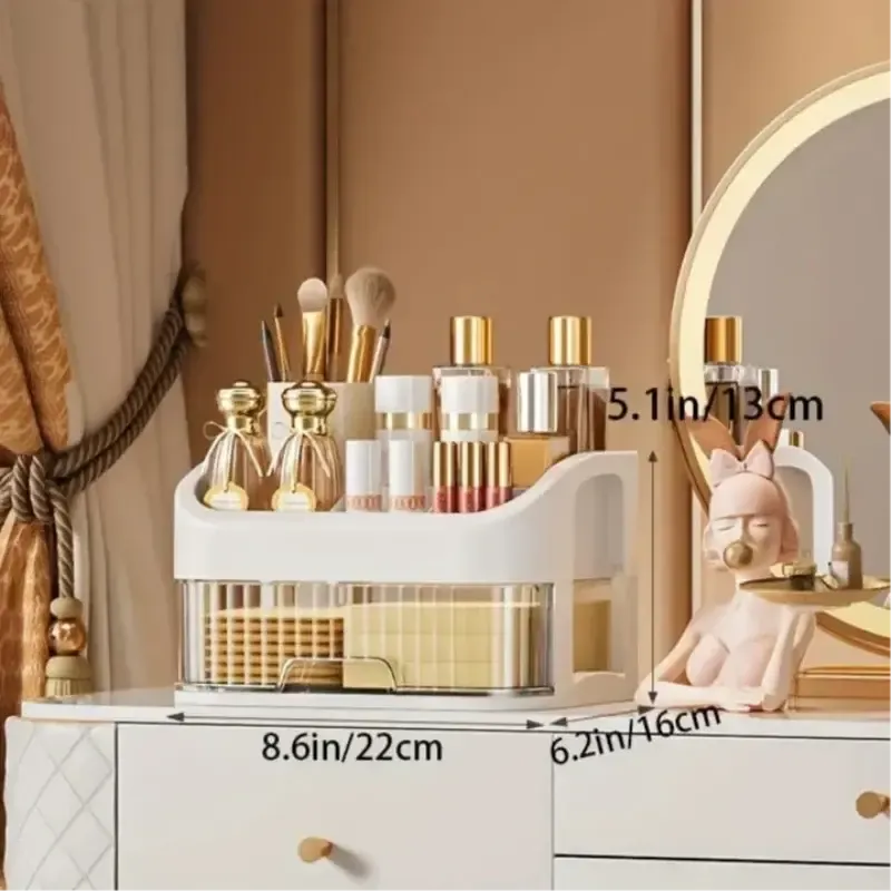 Caixa Organizadora de Maquiagem com Gavetas Transparentes - Armazenamento Prático e Estiloso