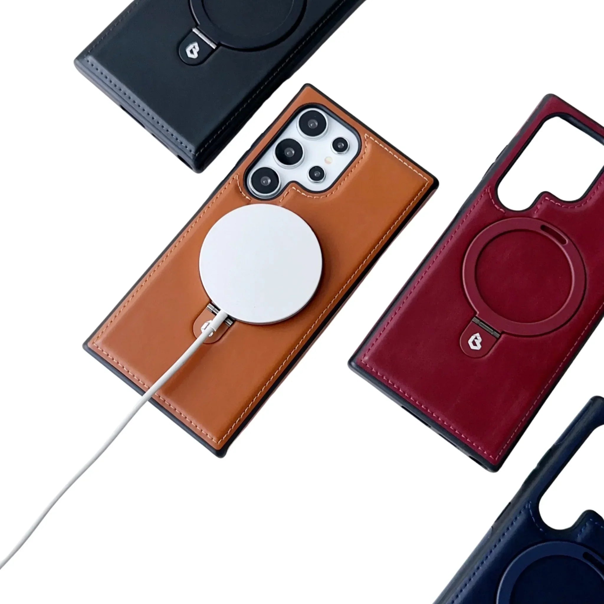 Capa de Couro Premium para Samsung com Carregamento MagSafe