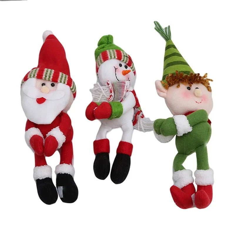 Capa de Garrafa de Vinho Natalina com Papai Noel e Boneco de Neve