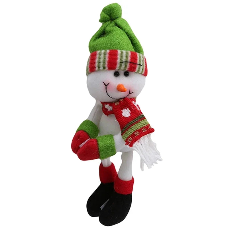 Capa de Garrafa de Vinho Natalina com Papai Noel e Boneco de Neve