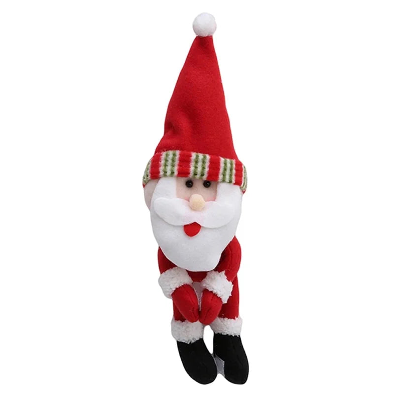 Capa de Garrafa de Vinho Natalina com Papai Noel e Boneco de Neve