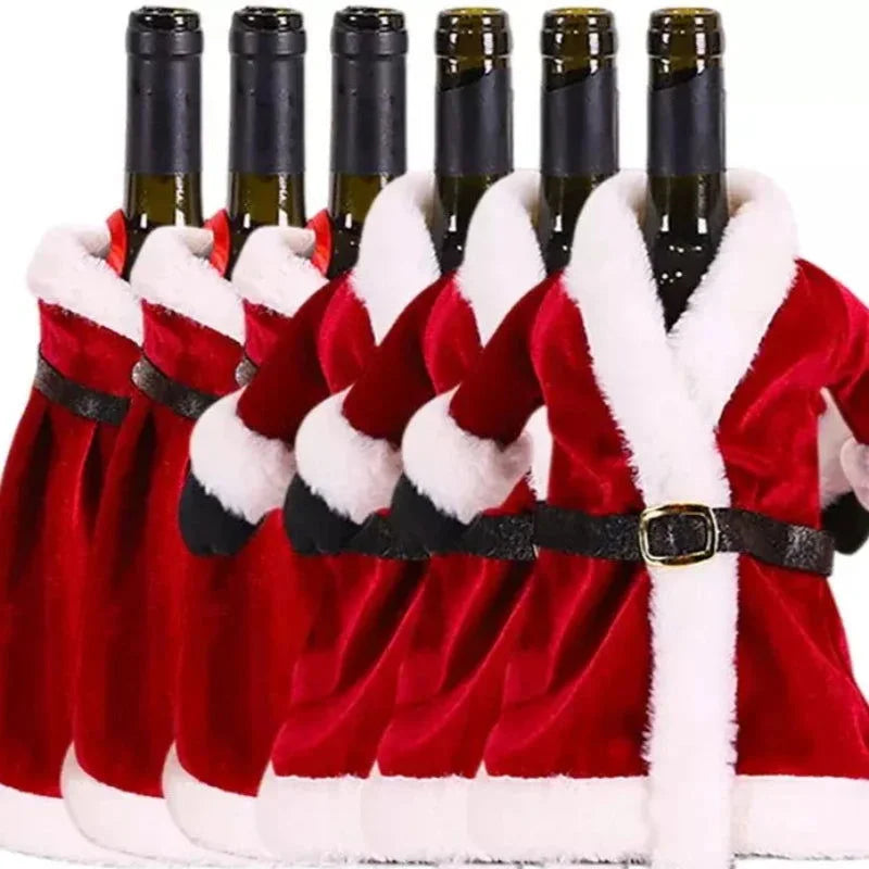 Capa de Veludo para Garrafa de Vinho Natalina - Decoração Festiva