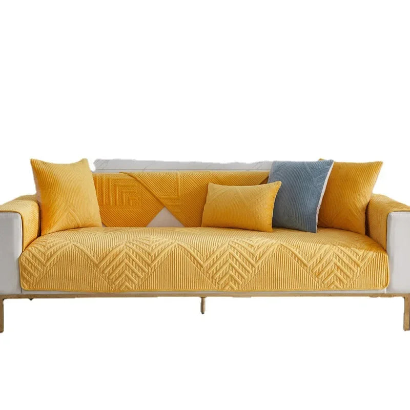 Capa para Sofá Plush Acolchoada Antiderrapante Impermeável Amarelo