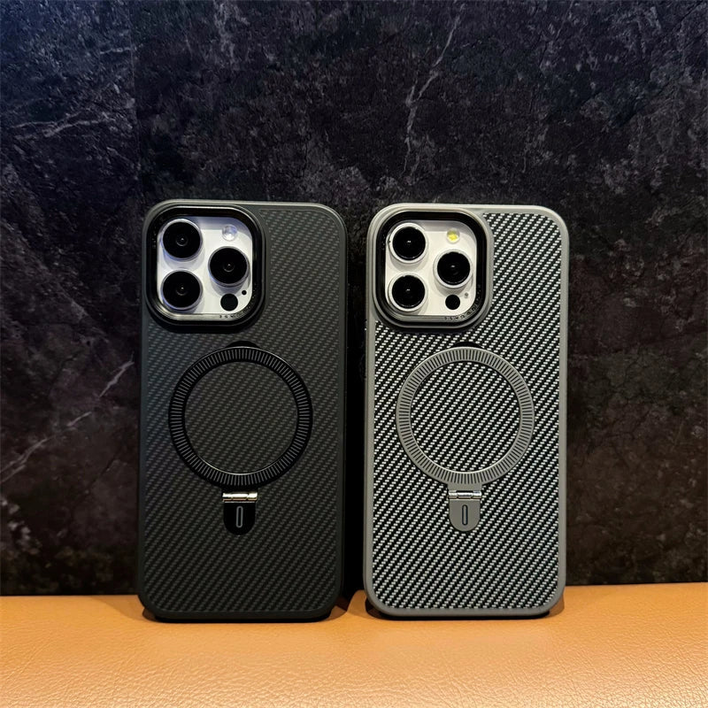 Capa Resistente para iPhone em Fibra de Carbono com Compatibilidade MagSafe