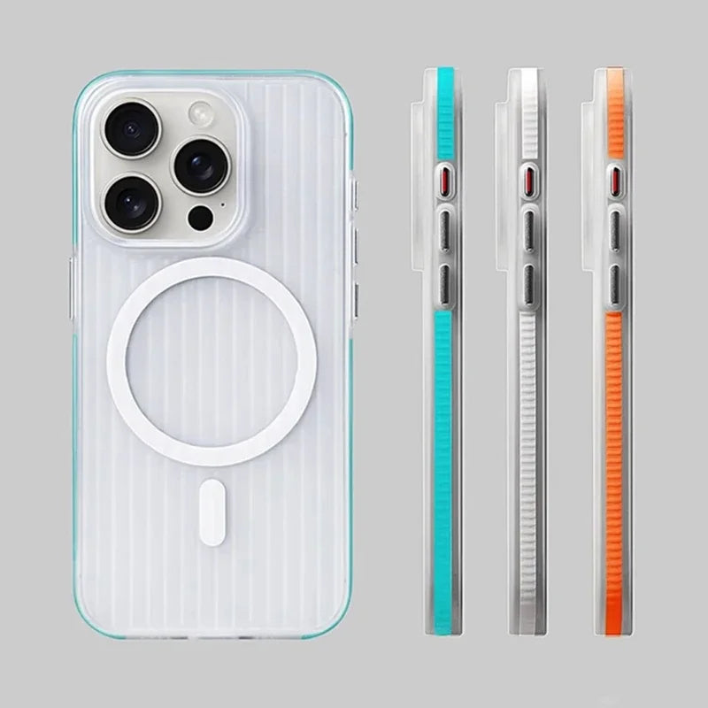 Capinha Geométrica 3D para iPhone com Carregamento MagSafe