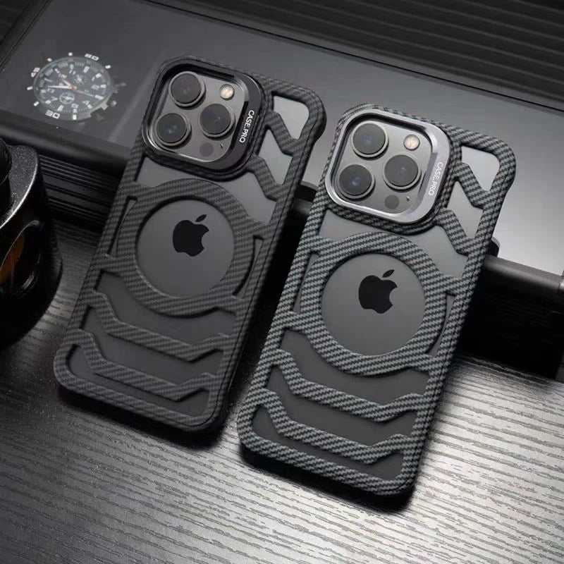 Capinha para iPhone em Carbono com Dissipação de Calor e Compatibilidade MagSafe