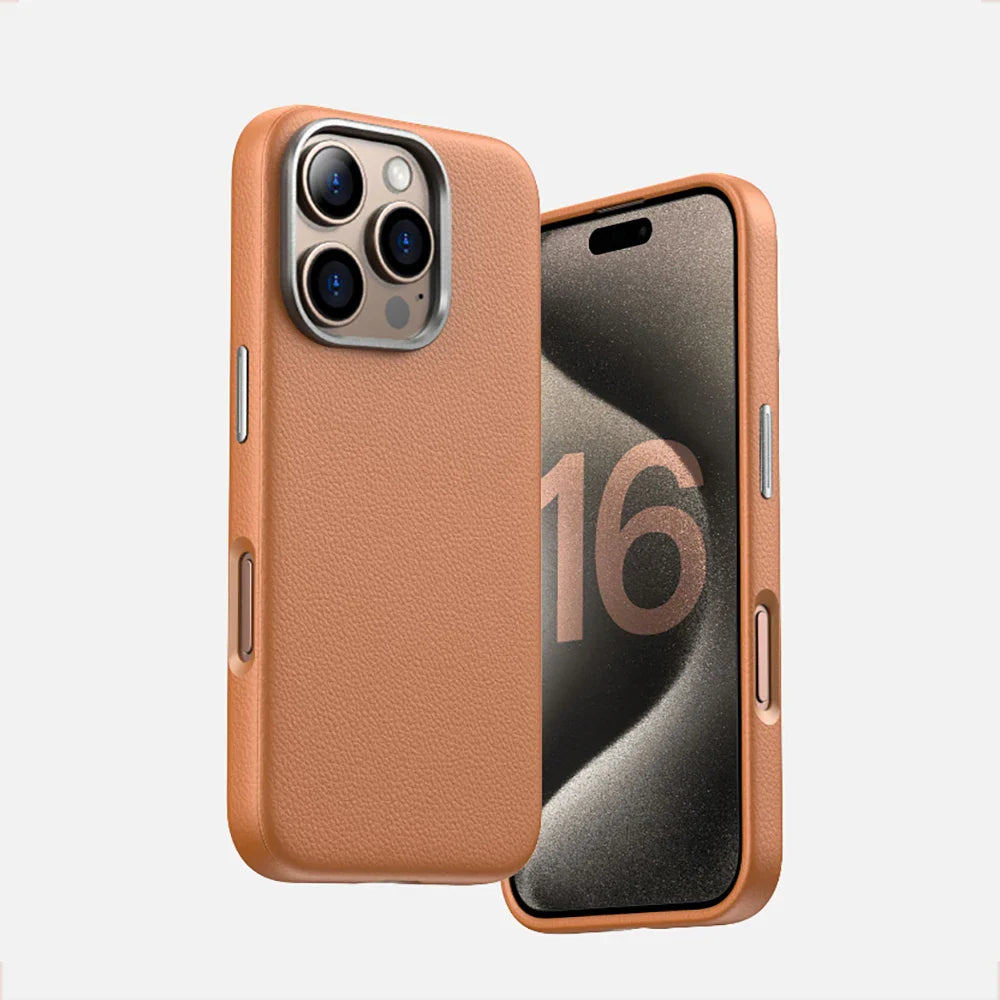 Capinha para iPhone em Couro com Design Minimalista e Compatível com Carregamento MagSafe