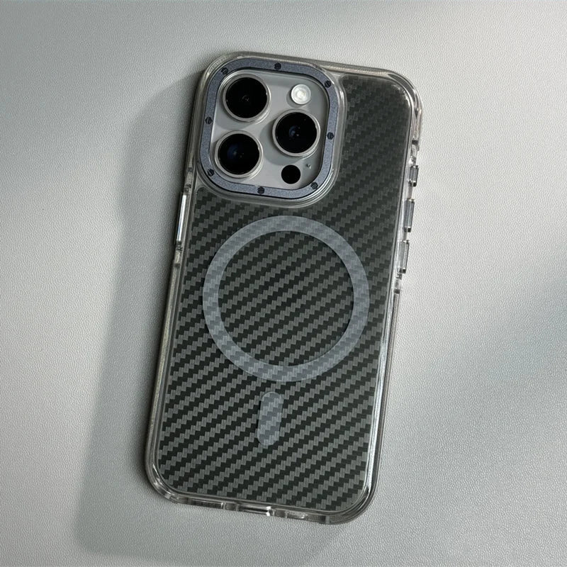 Capinha para iPhone em Fibra de Carbono com Compatibilidade MagSafe