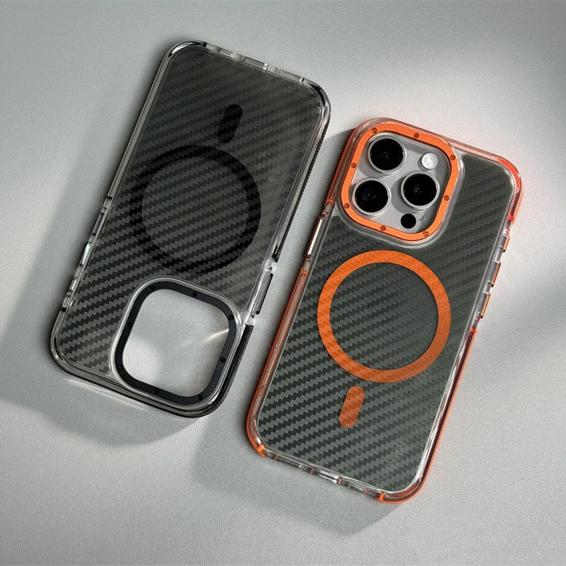 Capinha para iPhone em Fibra de Carbono com Compatibilidade MagSafe