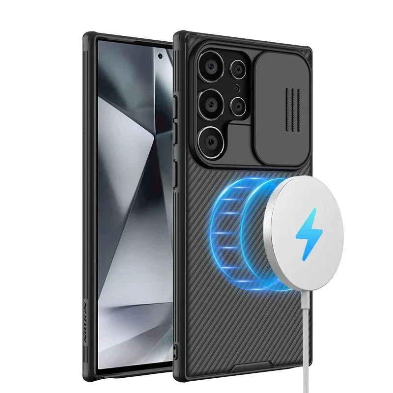 Capinha para Samsung com Carregamento Sem Fio e Proteção para Câmeras