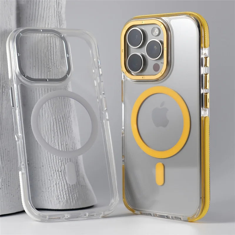 Capinha Transparente para iPhone com Design Minimalista e Compatível com Carregamento MagSafe