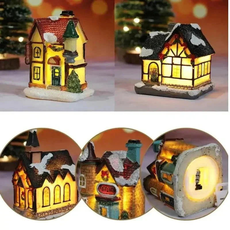 Casas Iluminadas de Natal para Decoração Festiva - Luzes Natalinas e Acessórios