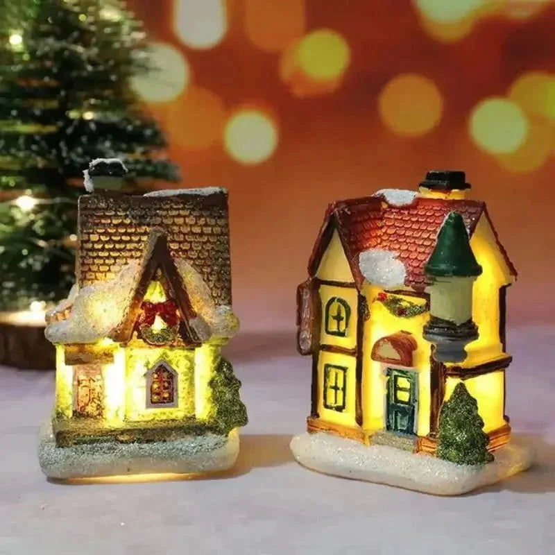 Casas Iluminadas de Natal para Decoração Festiva - Luzes Natalinas e Acessórios
