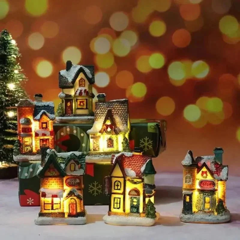 Casas Iluminadas de Natal para Decoração Festiva - Luzes Natalinas e Acessórios