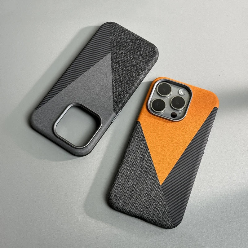 Case para iPhone em Couro e Carbono com Tecnologia de Proteção Anti-impacto