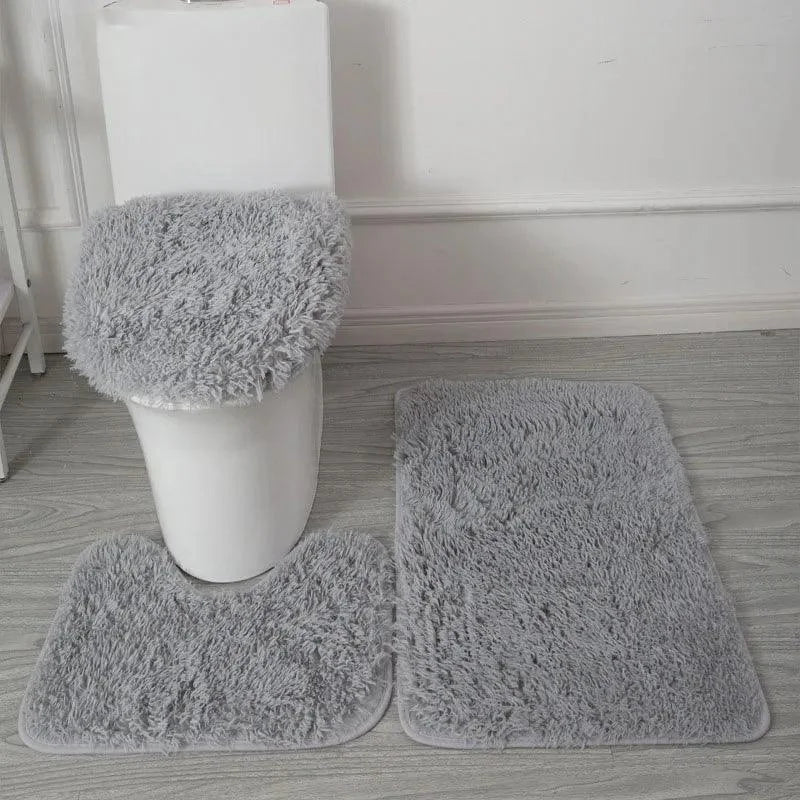 Conjunto de 3 Tapetes Antiderrapantes de Microfibra para Banheiro