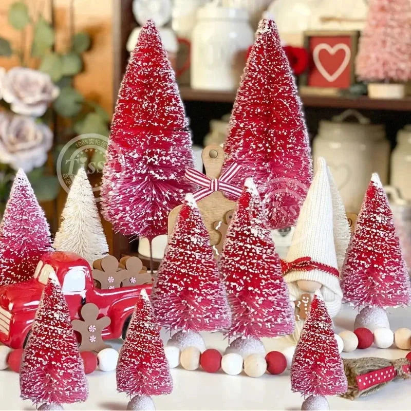 Conjunto de Mini Árvores de Natal em Pinheiro para Decoração Festiva