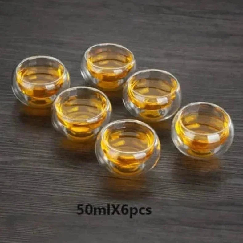 Conjunto de Xícaras de Chá de Vidro para Cerimônia Kung Fu - 6 Peças