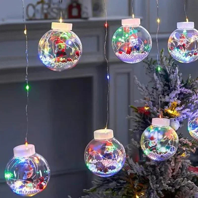 Cordão de Luzes LED Decorativas para Natal com Bolinhas Festivas