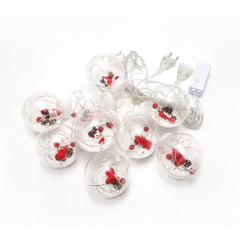 Cordão de Luzes LED Decorativas para Natal com Bolinhas Festivas