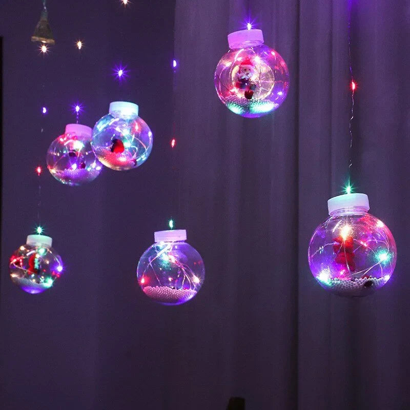 Cordão de Luzes LED Decorativas para Natal com Bolinhas Festivas