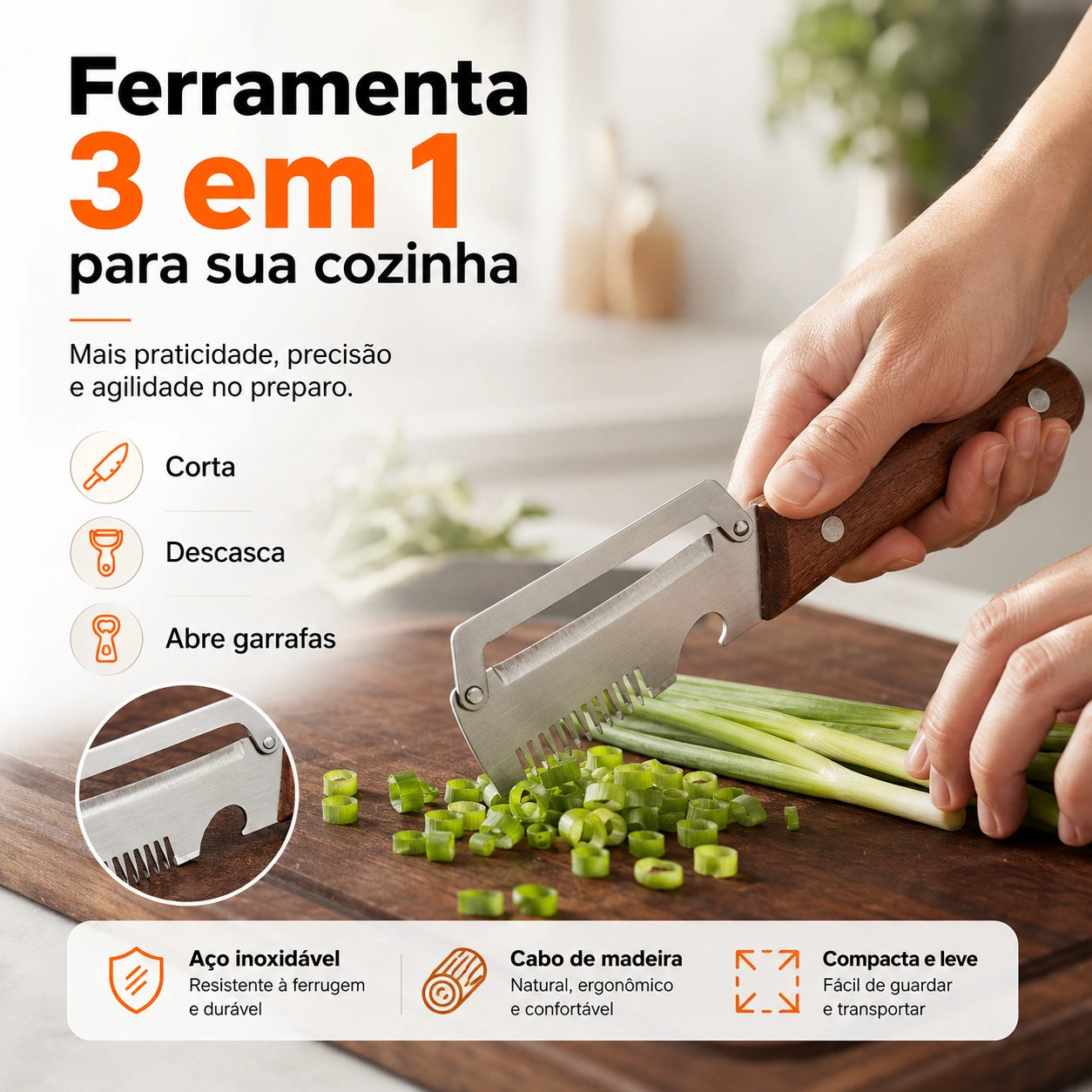 Descascador de Legumes Multifuncional 3 em 1