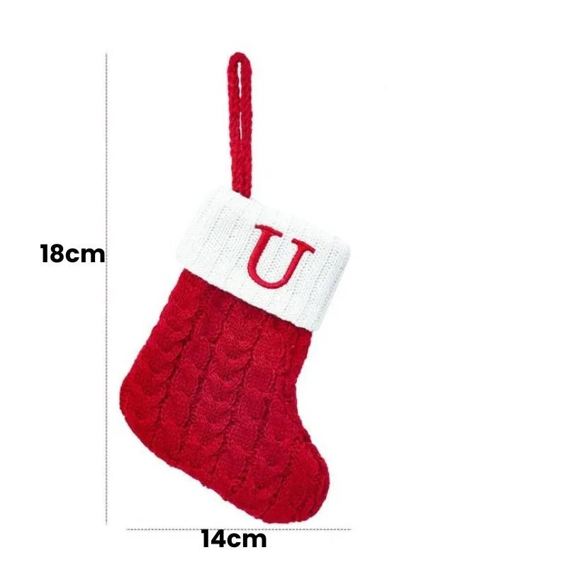 Enfeite de Meias de Natal com Letras do Alfabeto - Decoração Festiva Personalizada