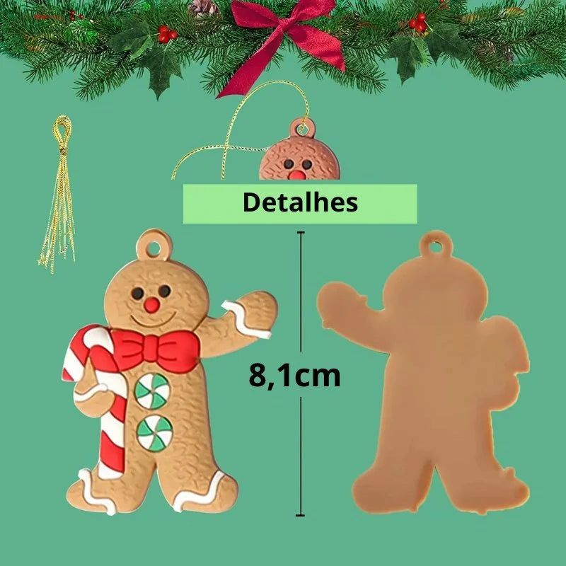 Enfeite de Natal em Formato de Biscoito - Pacote com 12 Unidades