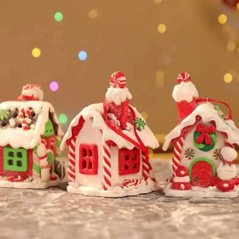 Enfeite de Natal Rústico Pingente de Casinhas para Árvore de Natal