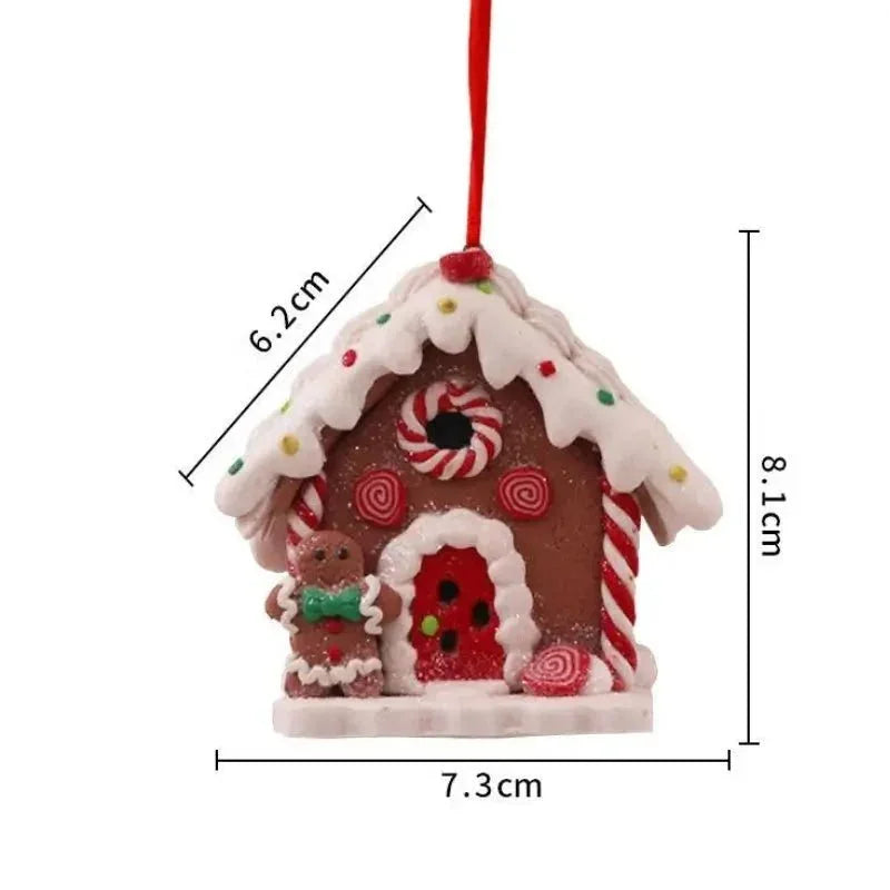 Enfeite de Natal Rústico Pingente de Casinhas para Árvore de Natal