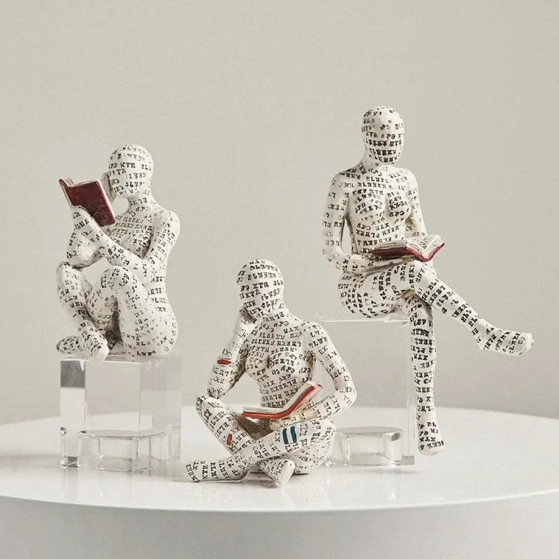 Escultura Abstrata de Resina para Decoração de Sala de Estar