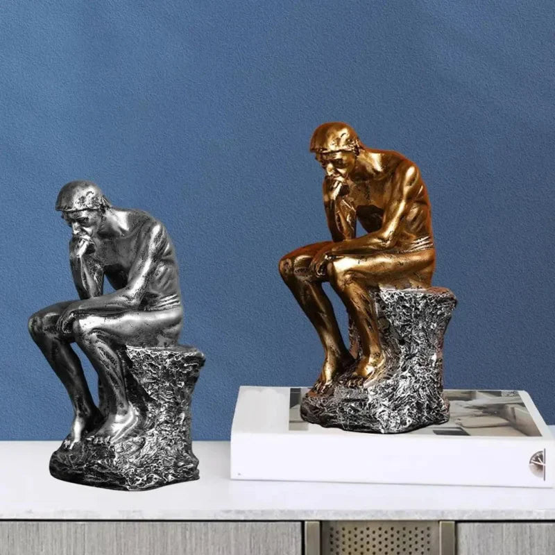 Escultura Abstrata em Resina do Pensador para Decoração de Ambientes