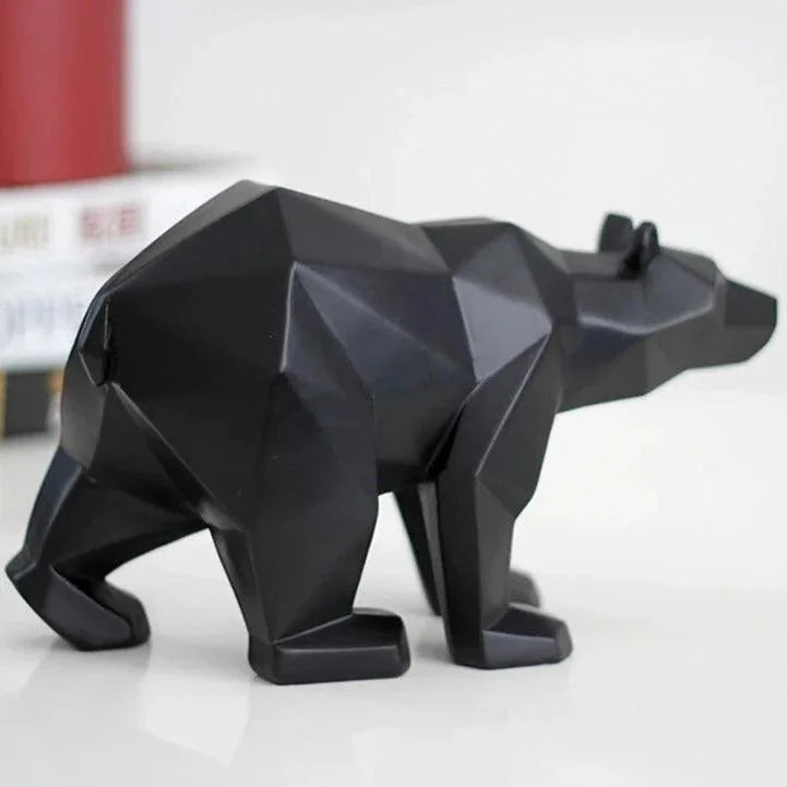 Escultura Decorativa de Urso Polar Geométrico em Resina