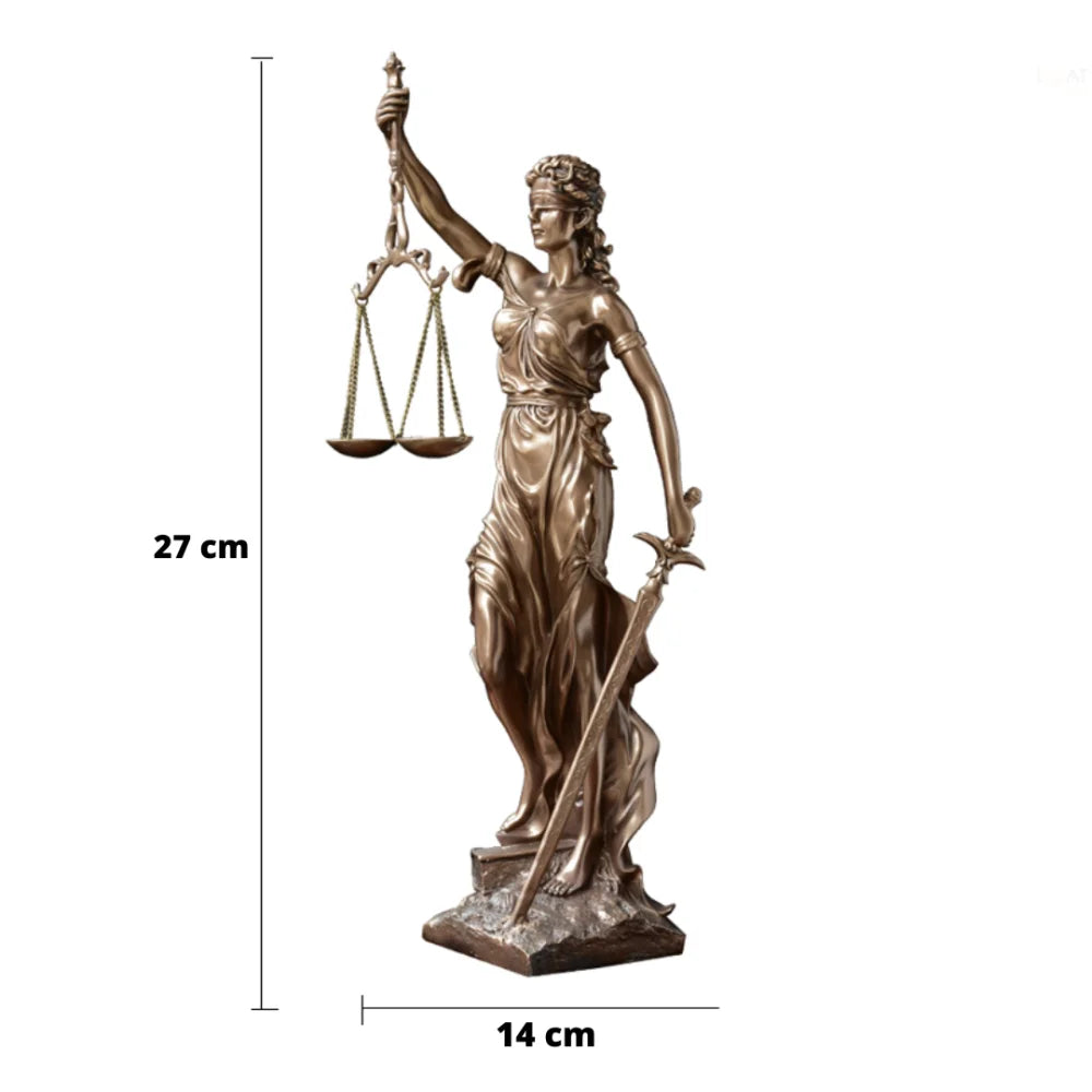 Escultura Themis Deusa da Justiça em Resina para Decoração de Interiores