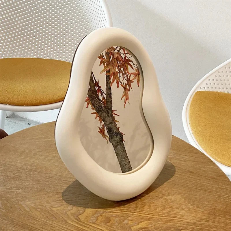 Espelho Decorativo de Maquiagem com Moldura de Cerâmica Elegante