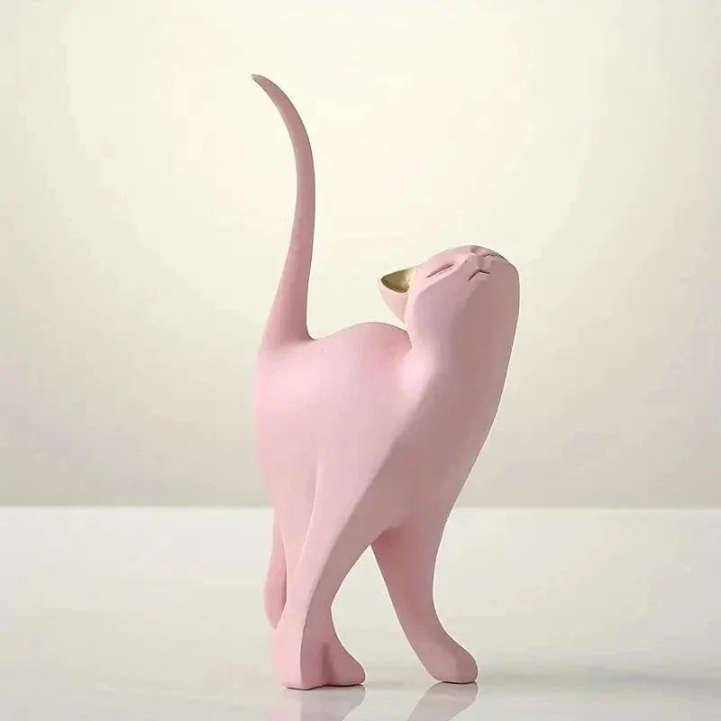 Estátuas Decorativas de Gatos em Resina para Decoração de Ambientes