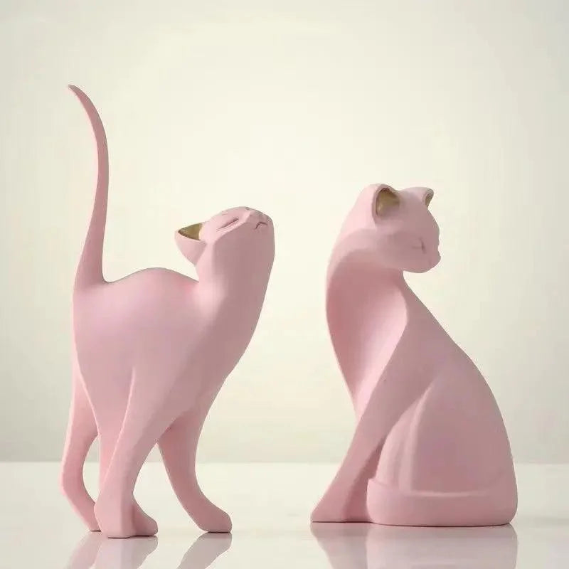 Estátuas Decorativas de Gatos em Resina para Decoração de Ambientes