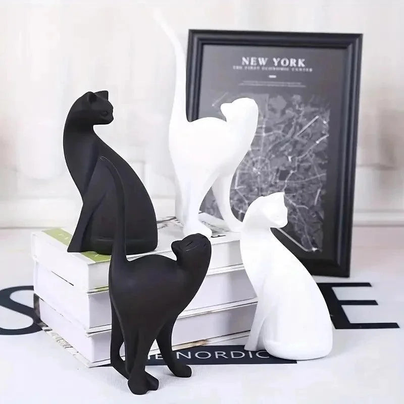 Estátuas Decorativas de Gatos em Resina para Decoração de Ambientes