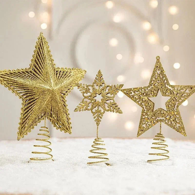 Estrela Dourada de Ferro para Topo de Árvore de Natal Decorativa