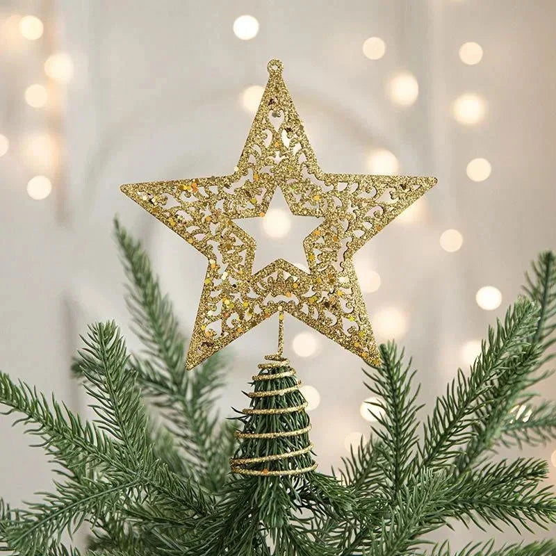Estrela Dourada de Ferro para Topo de Árvore de Natal Decorativa