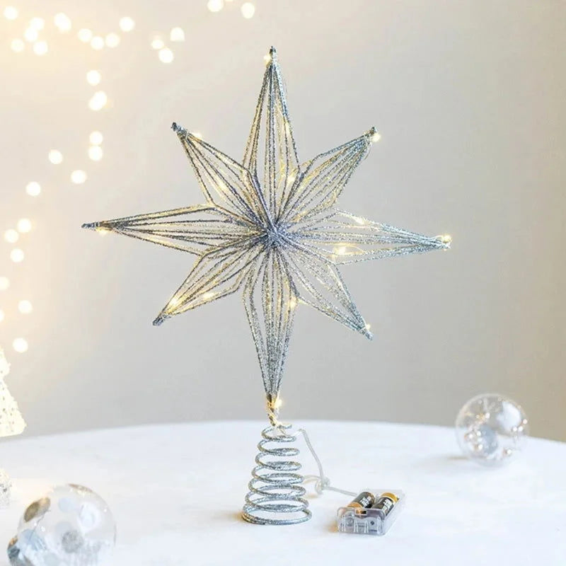 Estrela LED Iluminada Decorativa para Topo de Árvore de Natal