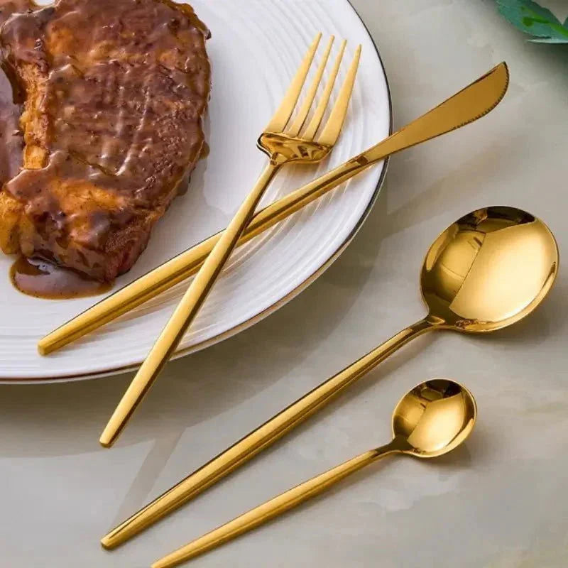 Faqueiro Luxuoso 24 Peças em Aço Inoxidável para Jantar