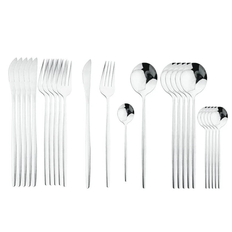 Faqueiro Luxuoso 24 Peças em Aço Inoxidável para Jantar