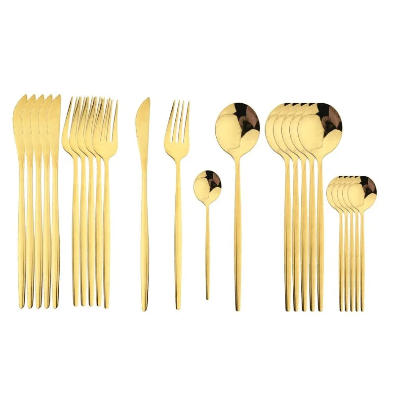 Faqueiro Luxuoso 24 Peças em Aço Inoxidável para Jantar