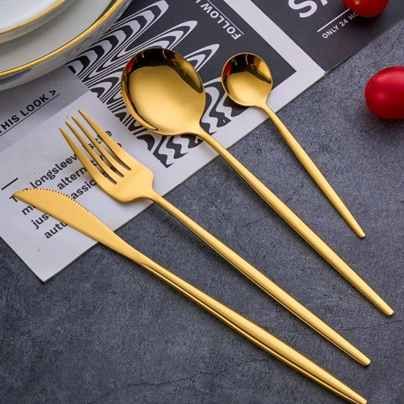 Faqueiro Luxuoso 24 Peças em Aço Inoxidável para Jantar