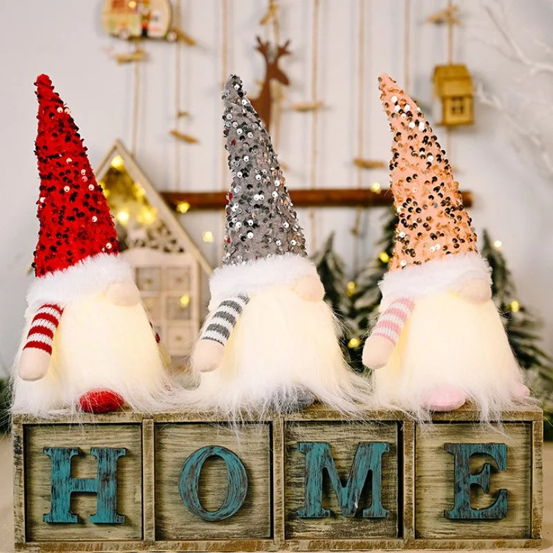 Gnomo Natalino Iluminado com Luzes LED para Decoração de Mesa Festiva