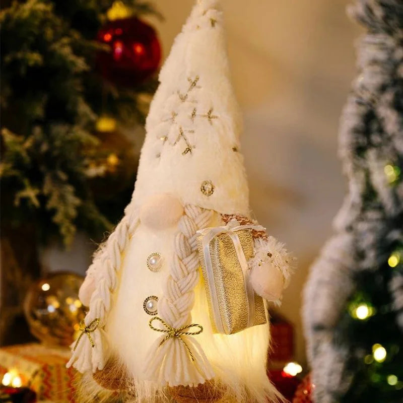 Gnomo Natalino Iluminado com Luzes LED para Decoração de Mesa Festiva