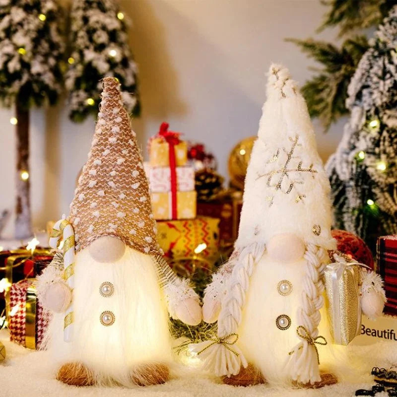 Gnomo Natalino Iluminado com Luzes LED para Decoração de Mesa Festiva