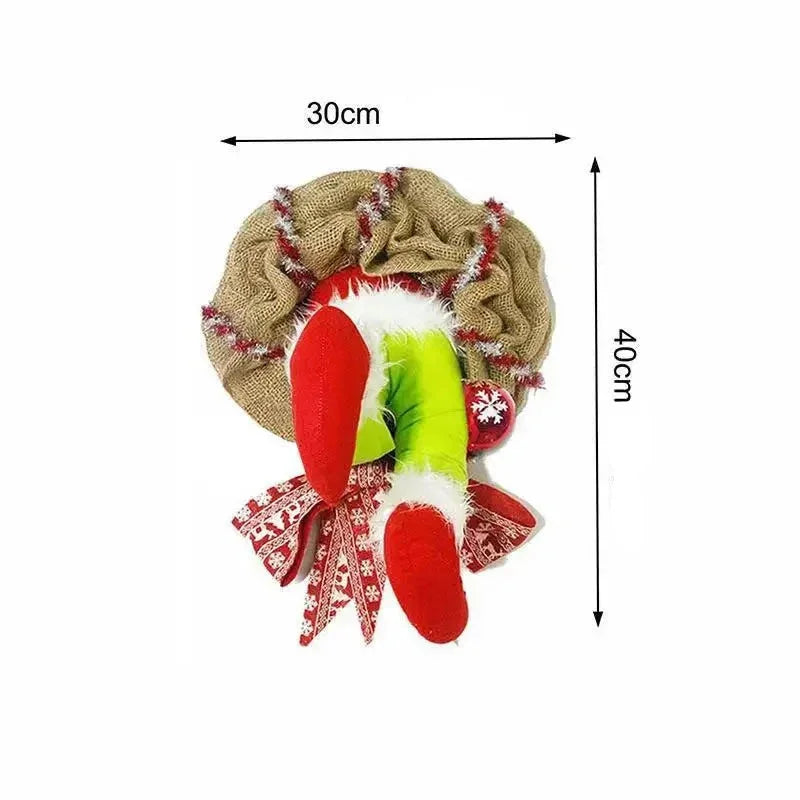 Guirlanda Natalina com Pernas de Duende e Juta para Porta - Decoração Festiva