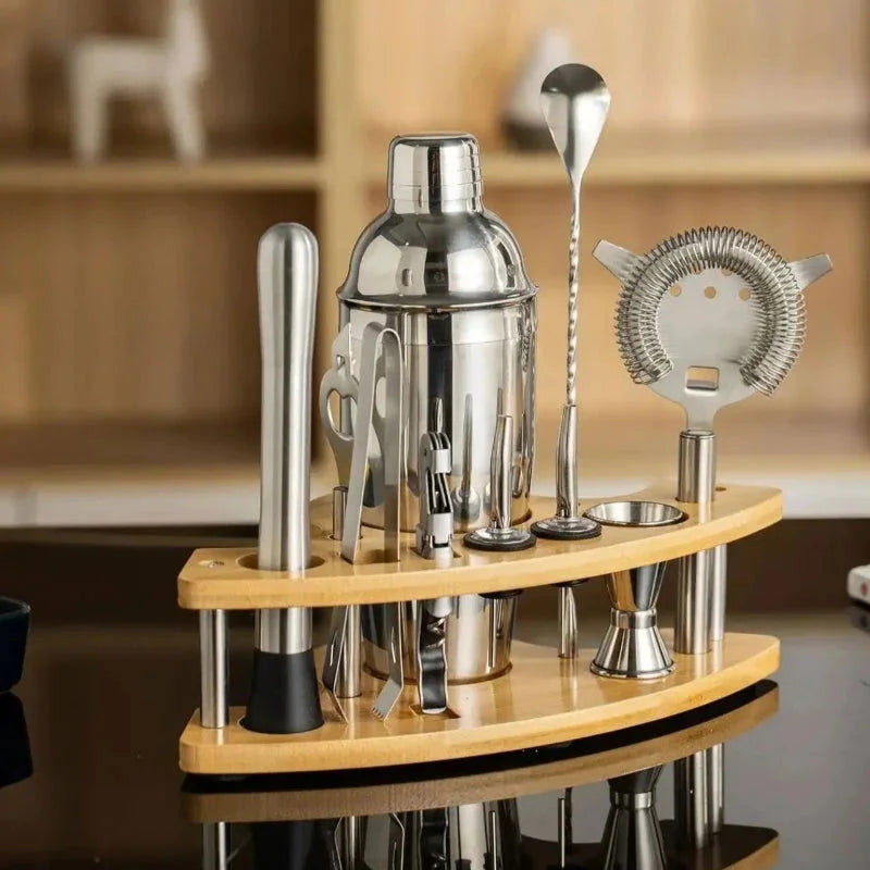 Kit de Bartender em Aço Inoxidável com Shaker e Ferramentas de Coquetel